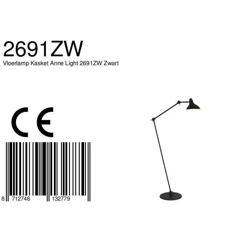 Foto 7 Vloerlamp Anne Kasket 2691ZW Zwart Kasket 2691ZW