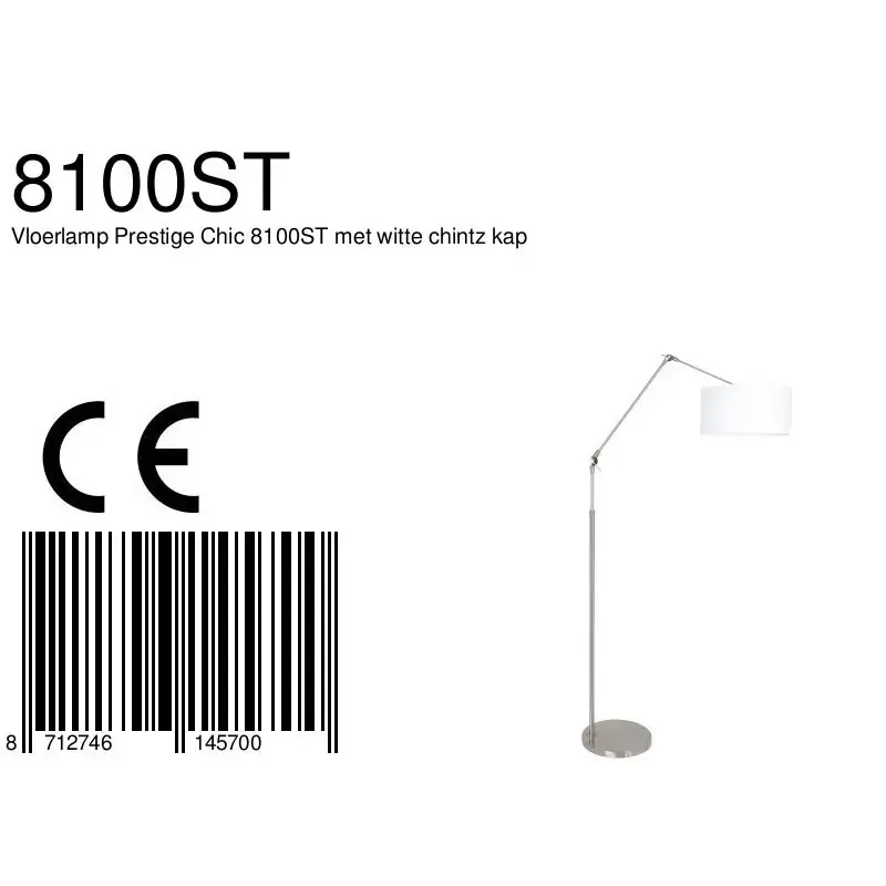 Foto 6 Vloerlamp Prestige Chic 7359ST+K10682S Staal-Wit Chintz Prestige Chic 8100ST