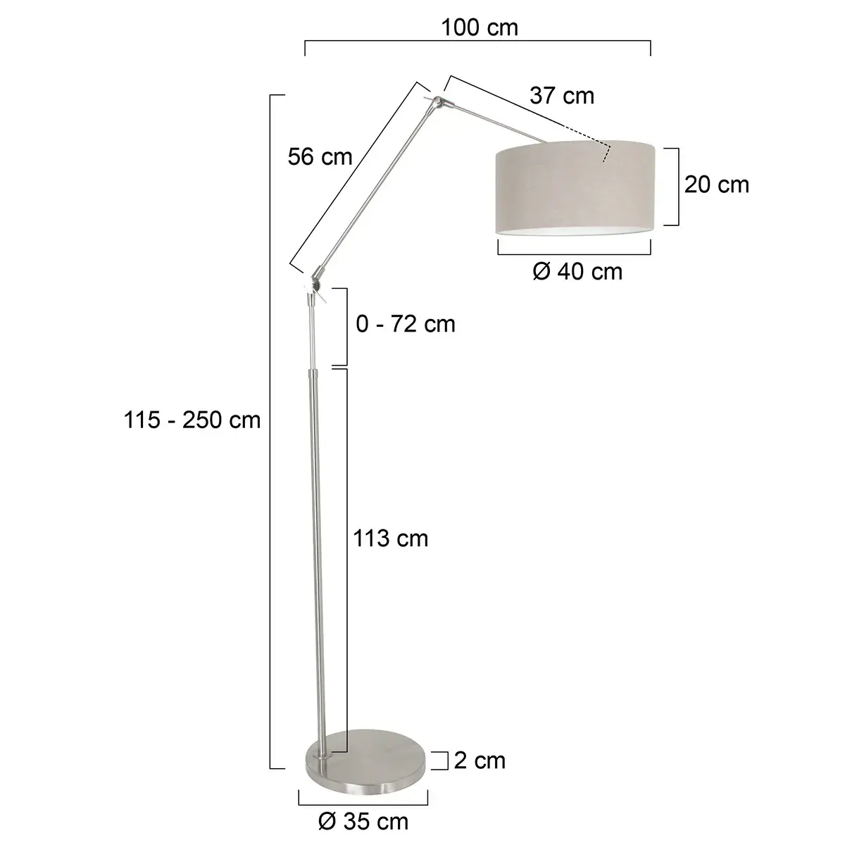 Foto 5 Vloerlamp Prestige Chic 7395ST+K1068RS Staal-Grijs Linnen Prestige Chic 8101ST