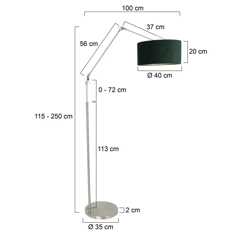 Foto 5 Vloerlamp Prestige Chic 7395ST+K1068VS Staal-Fluweel Groen Prestige Chic 8103ST