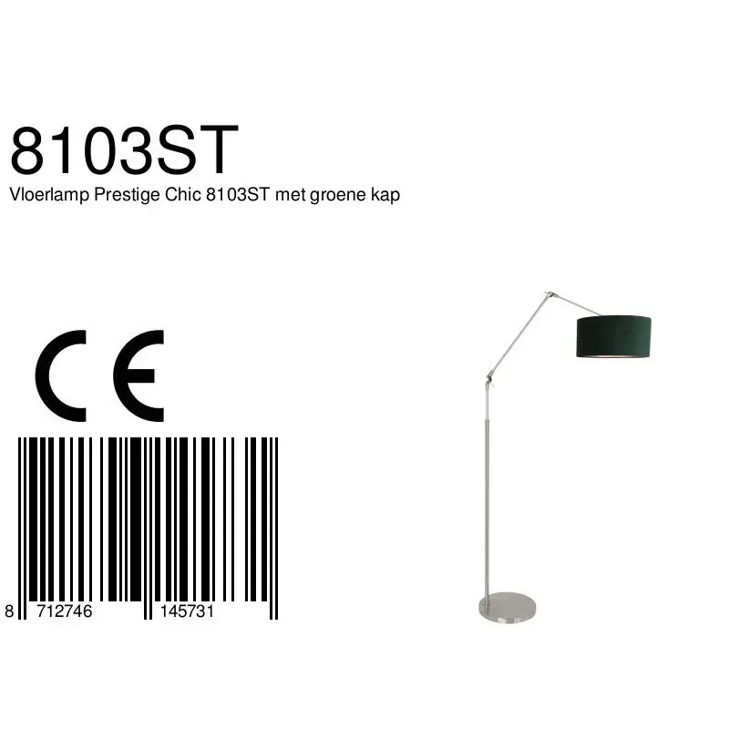 Foto 6 Vloerlamp Prestige Chic 7395ST+K1068VS Staal-Fluweel Groen Prestige Chic 8103ST