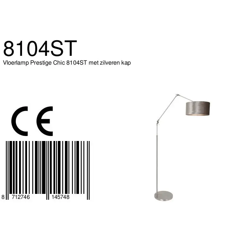 Foto 6 Vloerlamp Prestige Chic 7395ST+K1068GS Staal-Fluweel Zilver Prestige Chic 8104ST