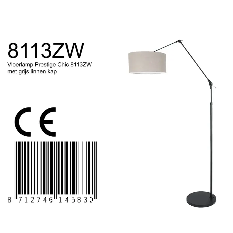 Foto 6 Vloerlamp Prestige Chic 7395ZW+K1068RS Zwart-Grijs Linnen Prestige Chic 8113ZW