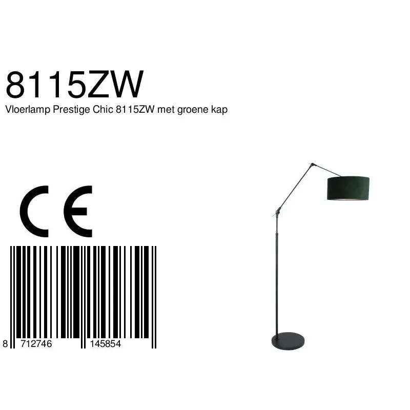 Foto 7 Vloerlamp Prestige Chic 7395ZW+K1068VS Zwart-Fluweel Groen Prestige Chic 8115ZW