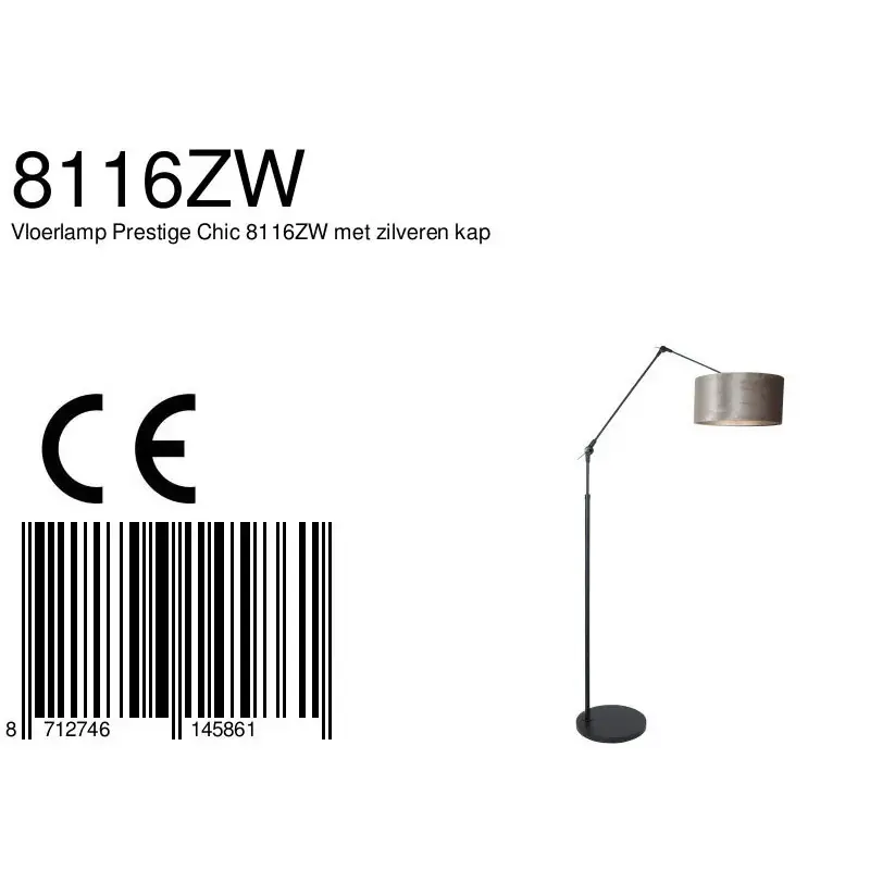 Foto 6 Vloerlamp Prestige Chic 7395ZW+K1068GS Zwart-Wit Linnen Prestige Chic 8116ZW
