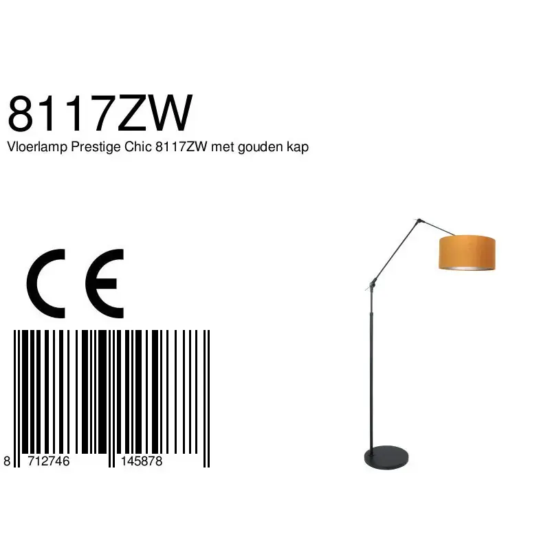 Foto 6 Vloerlamp Prestige Chic 7395ZW+K1068KS Zwart-Fluweel Goud Prestige Chic 8117ZW