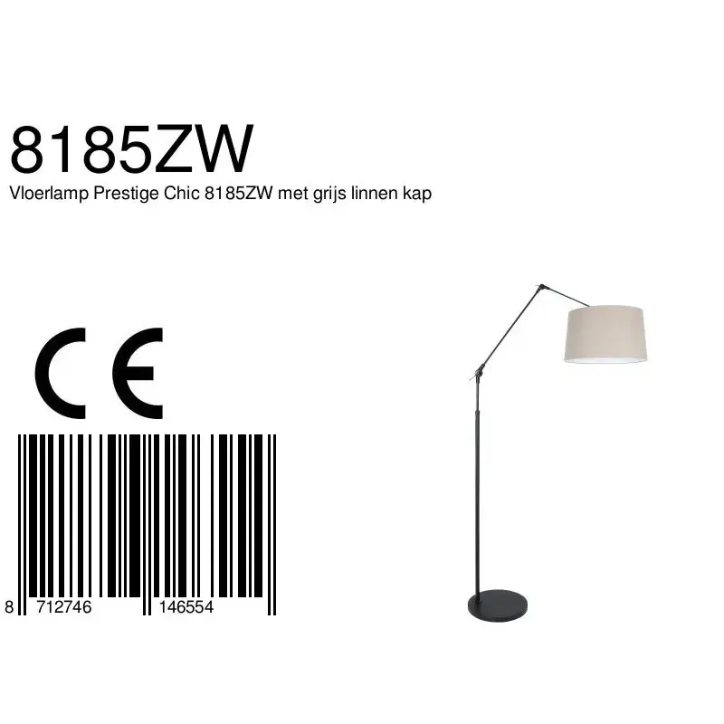 Foto 6 Vloerlamp Prestige Chic 7395ZW+K1001RS Zwart-Grijs Linnen Prestige Chic 8185ZW