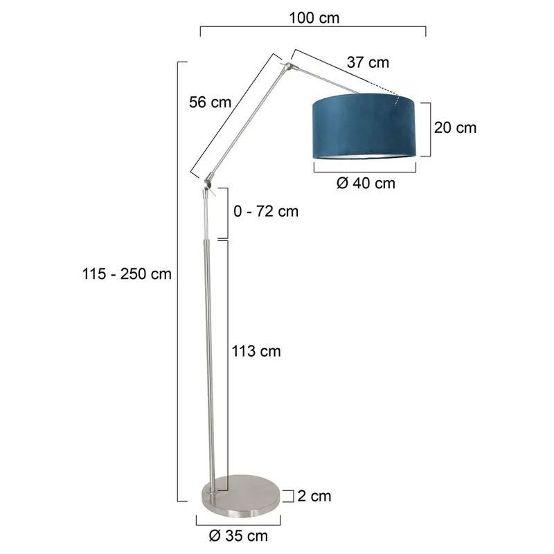 Foto 5 Vloerlamp Prestige Chic 7395ST+K1068ZS Staal-Fluweel Blauw Prestige Chic 8237ST