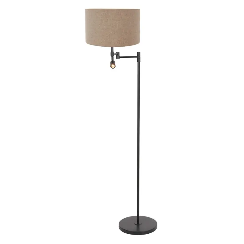 Foto 1 Vloerlamp Stang 7179ZW Zwart + Kap Grijs Linnen Stang 7179ZW