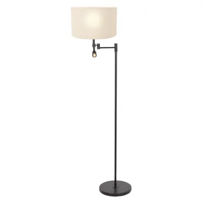 Foto van Vloerlamp Stang 7180ZW Zwart + Kap Wit Linnen Stang 7180ZW