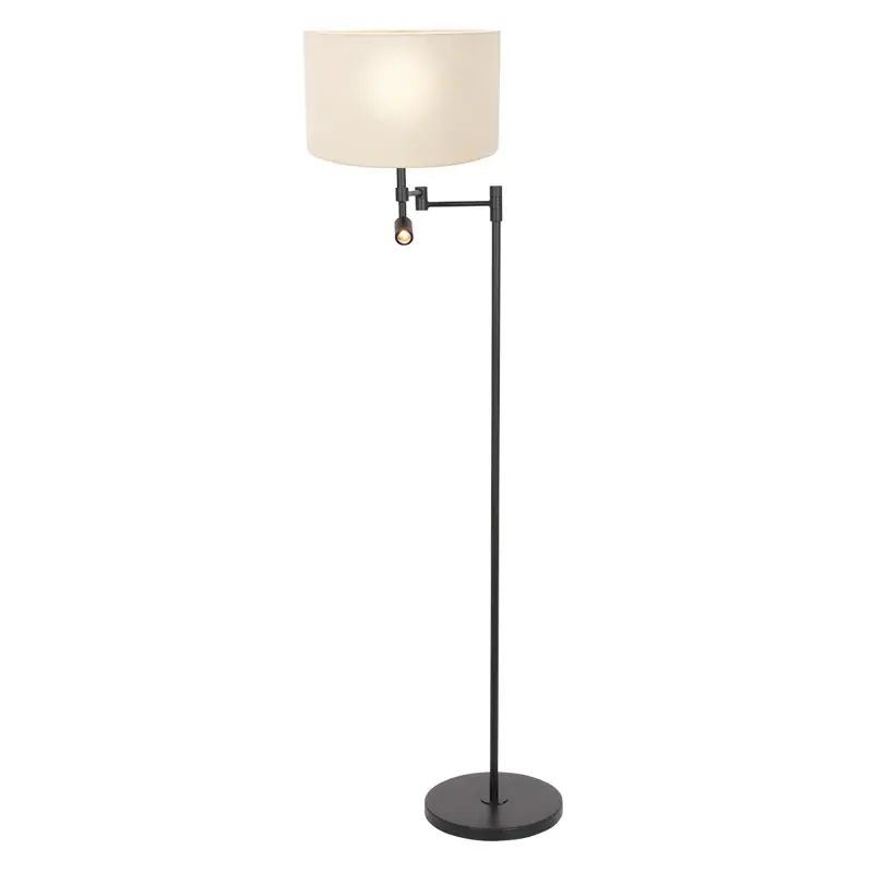 Foto 1 Vloerlamp Stang 7180ZW Zwart + Kap Wit Linnen Stang 7180ZW