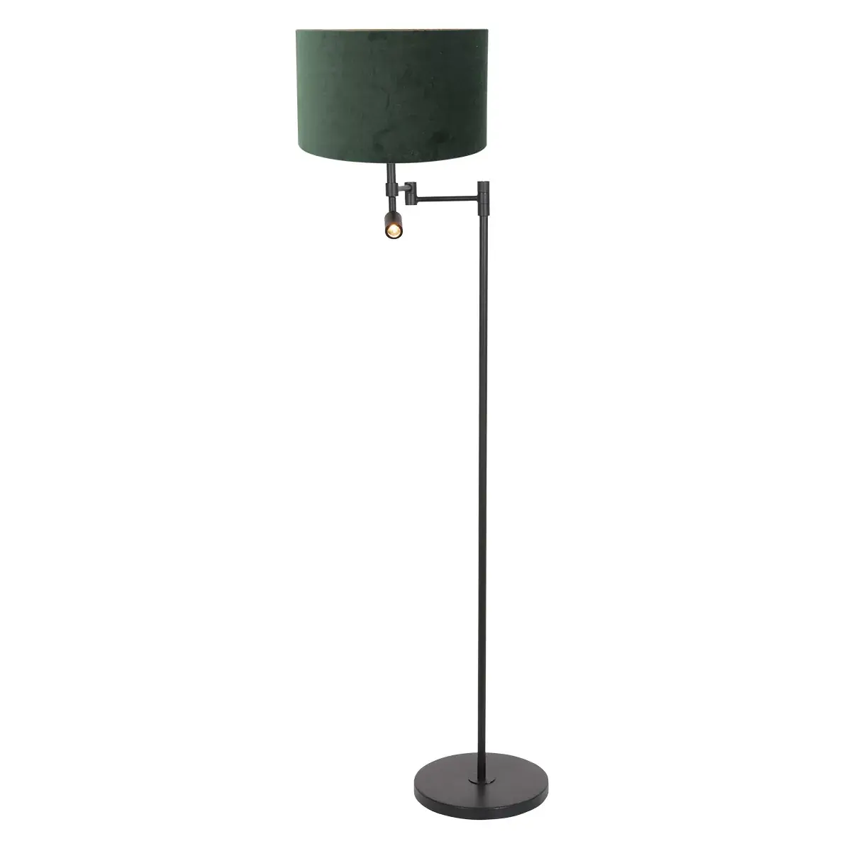 Foto van Vloerlamp Stang 7190ZW Zwart + Kap Velours Zilver Stang 7190ZW