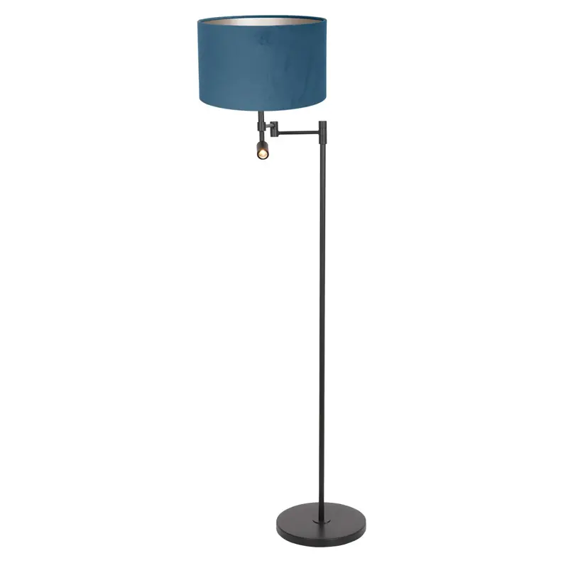 Foto 1 Vloerlamp Stang 7192ZW Zwart + Kap Velours Blauw Stang 7192ZW