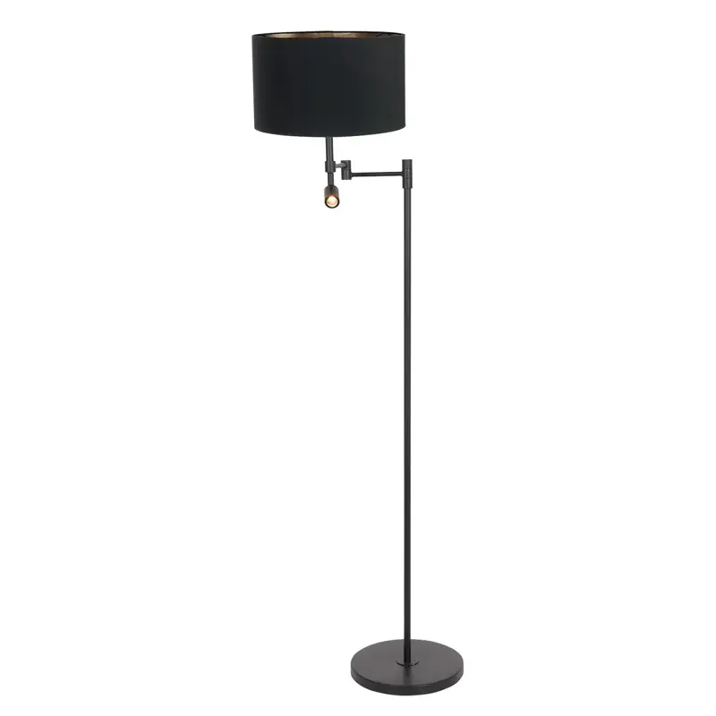 Foto 1 Vloerlamp Stang 7201ZW Zwart + Kap Zwart Linnen Stang 7201ZW
