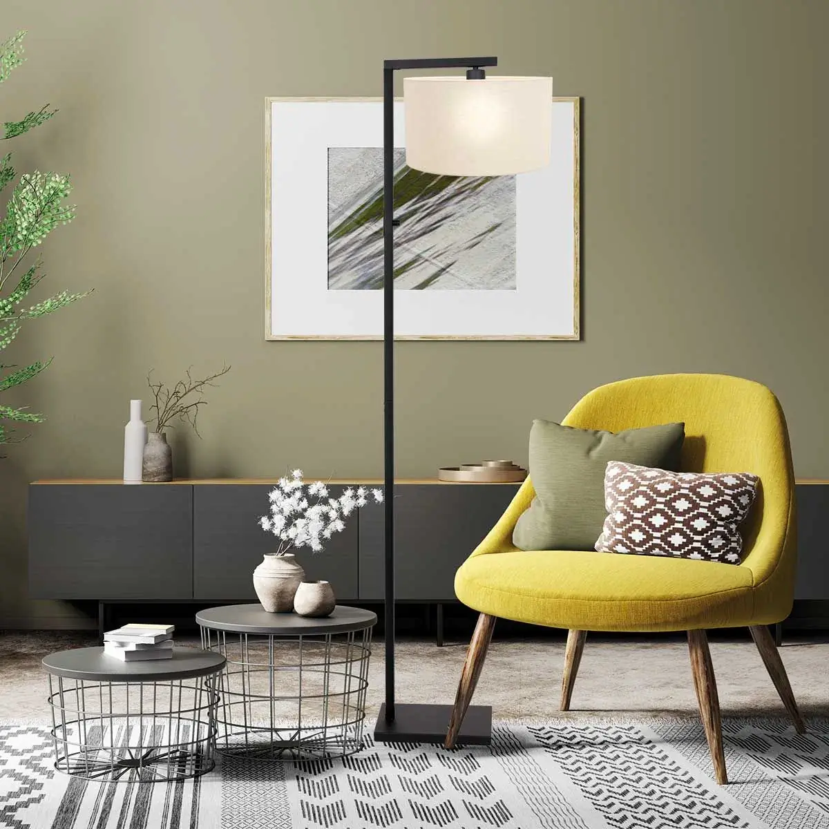 Foto 2 Vloerlamp Stang 8216ZW Zwart + Kap Wit Chintz Stang 8216ZW