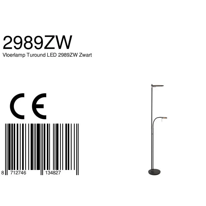 Foto 9 Vloerlamp Turound 2989ZW Zwart Turound 2989ZW