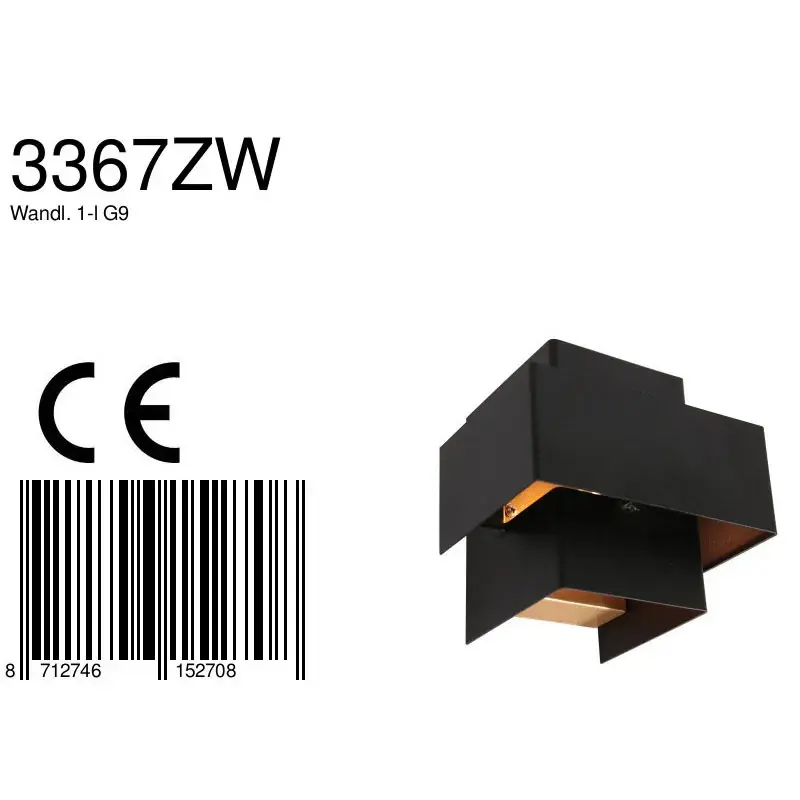 Foto 6 Wandlamp Muro 3367ZW Zwart Muro 3367ZW
