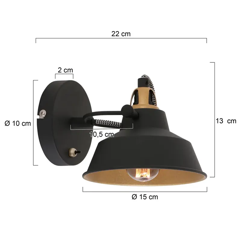 Foto 5 Wandlamp Nové 3326ZW Zwart Nove 3326ZW