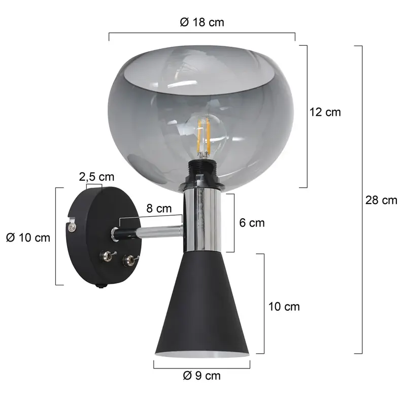 Foto 6 Wandlamp 2-lichts Fastlåst Anne Light 2570ZW Zwart Fastlåst 2570ZW