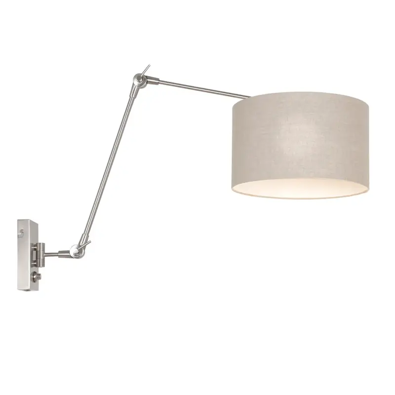 Foto 1 Wandlamp Prestige Chic 7396ST+K7396RS Staal-Grijs Linnen Prestige Chic 8107ST