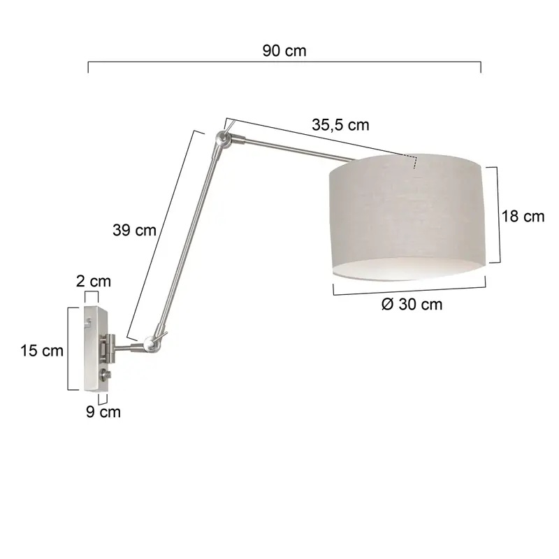 Foto 5 Wandlamp Prestige Chic 7396ST+K7396RS Staal-Grijs Linnen Prestige Chic 8107ST