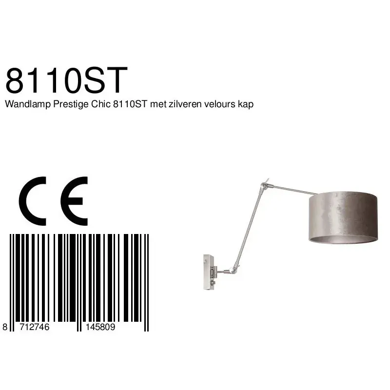 Foto 6 Wandlamp Prestige Chic 7396ST-K7396GS Staal-Fluweel Zilver Prestige Chic 8110ST