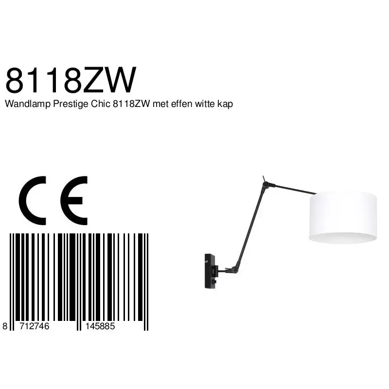 Foto 6 Wandlamp Prestige Chic 7396ZW+K73962S Zwart-Wit Chintz Prestige Chic 8118ZW
