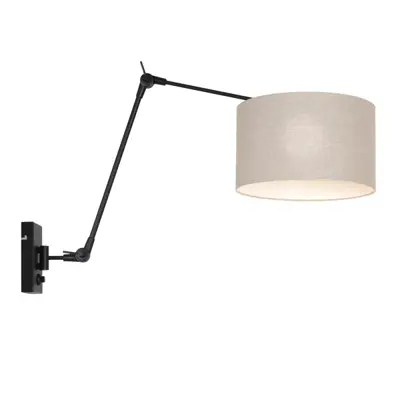 Foto van Wandlamp Prestige Chic 7396ZW+K7396RS Zwart-Grijs Linnen Prestige Chic 8119ZW