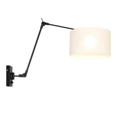 Foto van Wandlamp Prestige Chic 7396ZW+K7396QS Zwart-Wit Linnen Prestige Chic 8120ZW