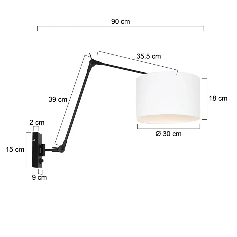 Foto 5 Wandlamp Prestige Chic 7396ZW+K7396QS Zwart-Wit Linnen Prestige Chic 8120ZW