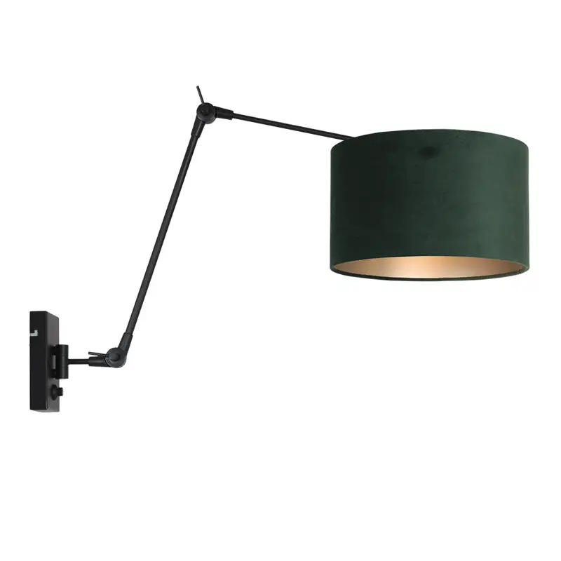 Foto 1 Wandlamp Prestige Chic 7396ZW+K7396VS Zwart-Fluweel Groen Prestige Chic 8121ZW