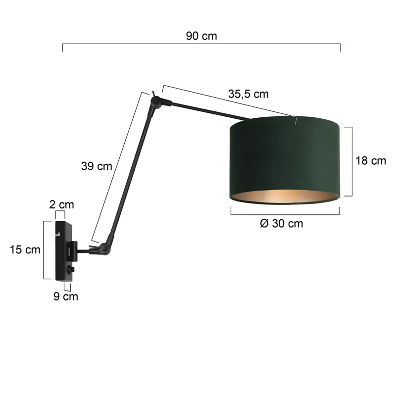 Foto 5 Wandlamp Prestige Chic 7396ZW+K7396VS Zwart-Fluweel Groen Prestige Chic 8121ZW