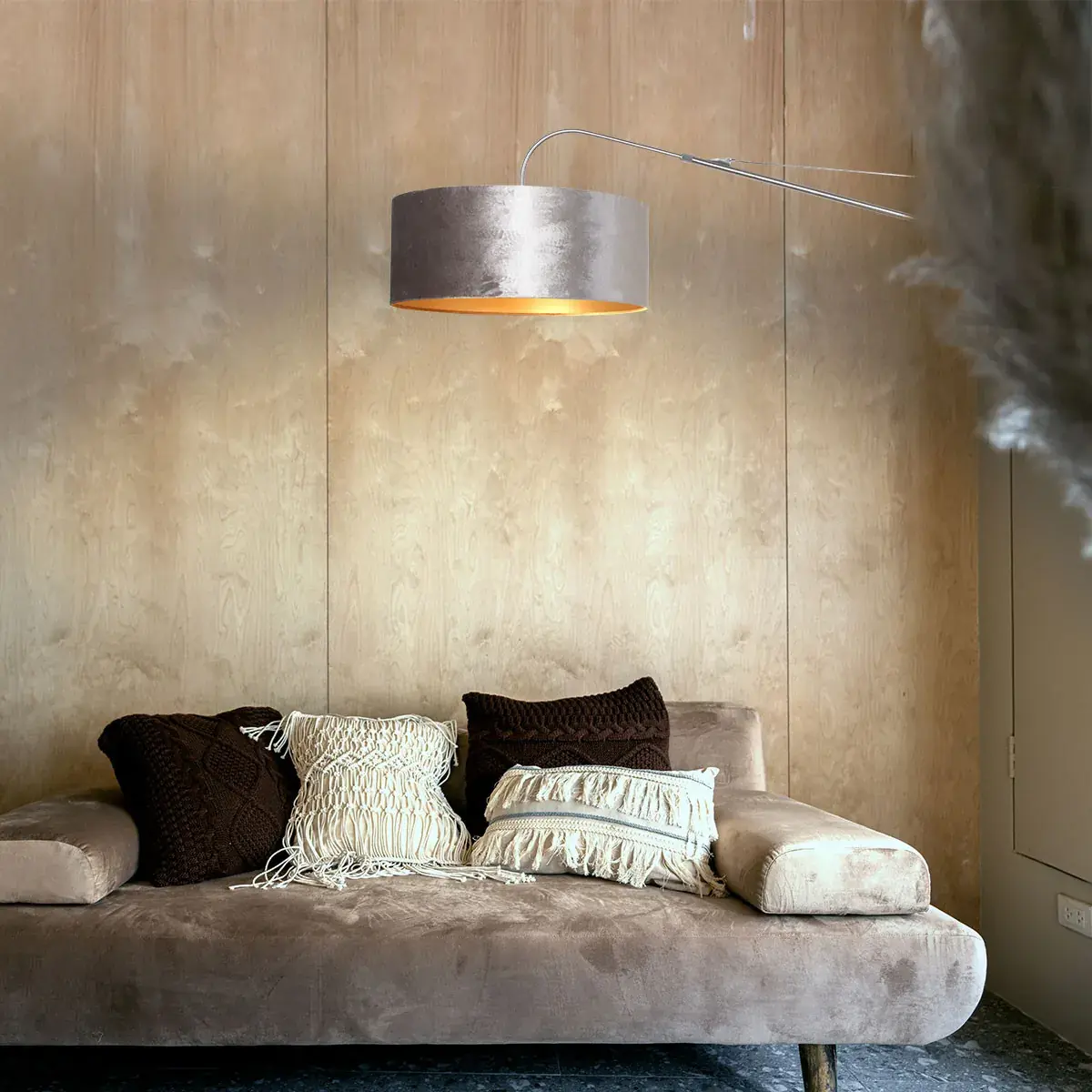 Foto 2 Wandlamp Elegant Classy 2574ST+K1066GS Staal-Fluweel Zilver Elegant Classy 8131ST