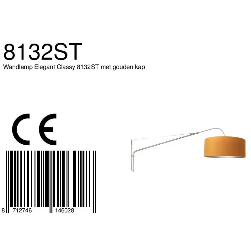 Foto 7 Wandlamp Elegant Classy 2574ST+K1066KS Staal-Fluweel Goud Elegant Classy 8132ST