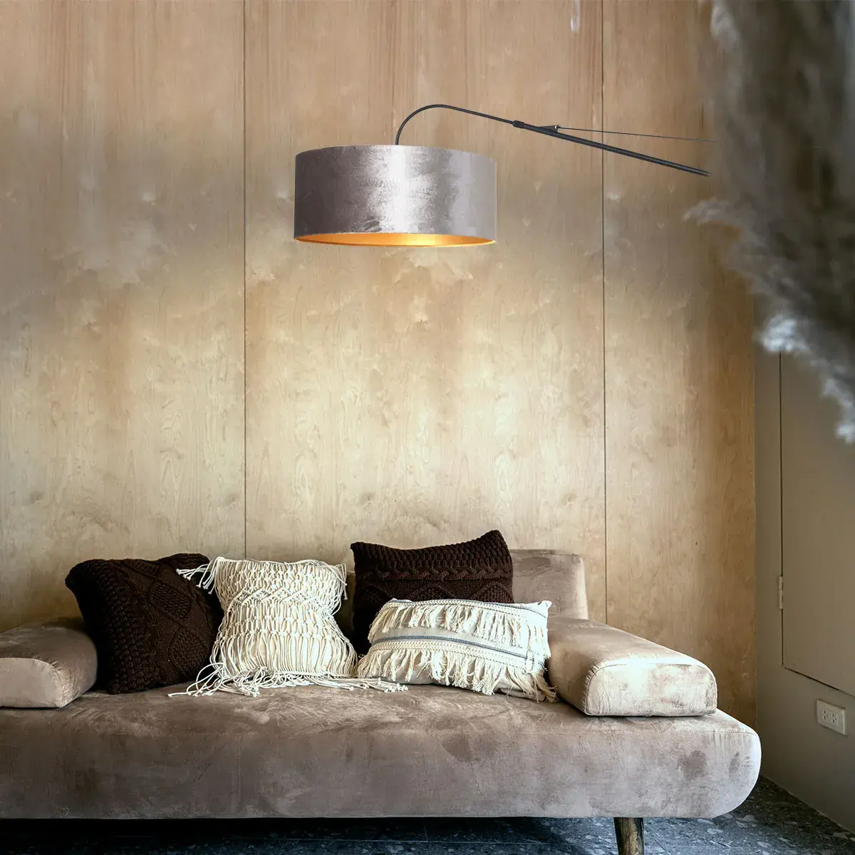 Foto 2 Wandlamp Elegant Classy 2574ZW+K1066GS Zwart-Fluweel Zilver Elegant Classy 8134ZW