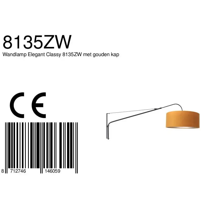 Foto 9 Wandlamp Elegant Classy 2574ZW+K1066KS Zwart-Fluweel Goud Elegant Classy 8135ZW