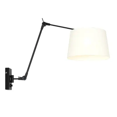 Foto van Wandlamp Prestige Chic 7396ZW+K1007QS Zwart-Wit Linnen Prestige Chic 8187ZW