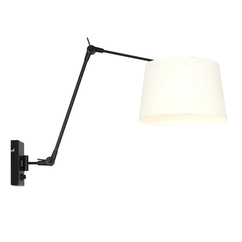 Foto 1 Wandlamp Prestige Chic 7396ZW+K1007QS Zwart-Wit Linnen Prestige Chic 8187ZW
