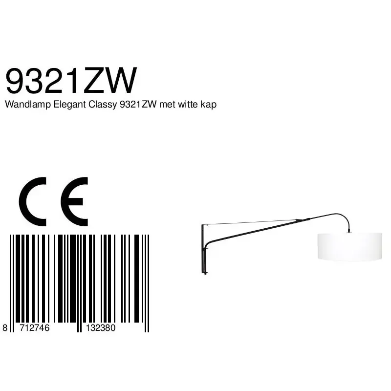 Foto 6 Wandlamp Elegant Classy 2574ZW+K10662S Zwart-Wit Chintz Elegant Classy 9321ZW