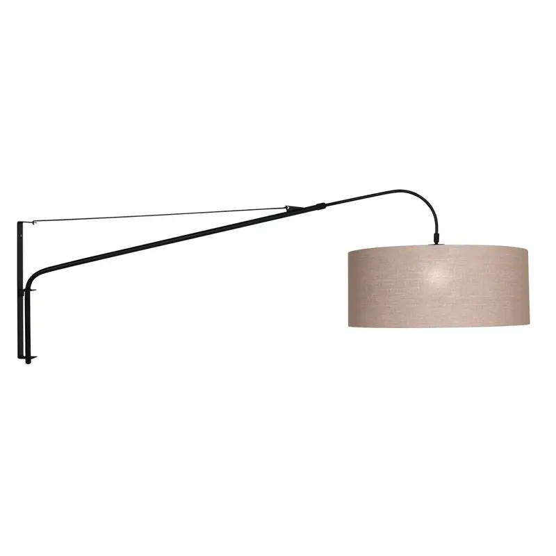Foto 1 Wandlamp Elegant Classy 2574ZW+K1066RS Zwart-Grijs Linnen Elegant Classy 9324ZW