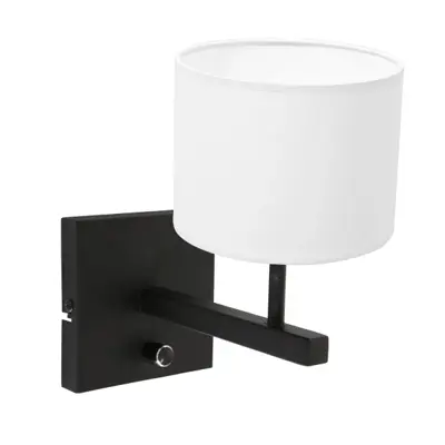 Foto van Wandlamp Stang 8171ZW Zwart + Kap Wit Chintz Stang 8171ZW