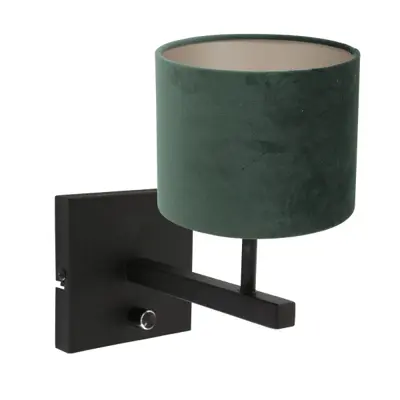 Foto van Wandlamp Stang 8174ZW Zwart + Kap Velours Groen Stang 8174ZW