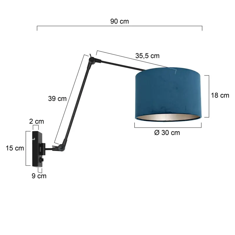 Foto 5 Wandlamp Prestige Chic 7396ZW+K7396ZS Zwart-Fluweel Blauw Prestige Chic 8240ZW