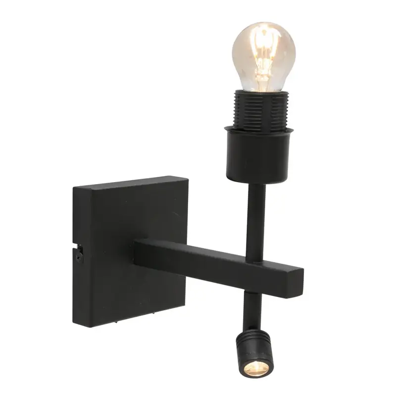 Foto 2 Wandlamp Stang 7193ZW Zwart + Kap Zwart Linnen Stang 7193ZW