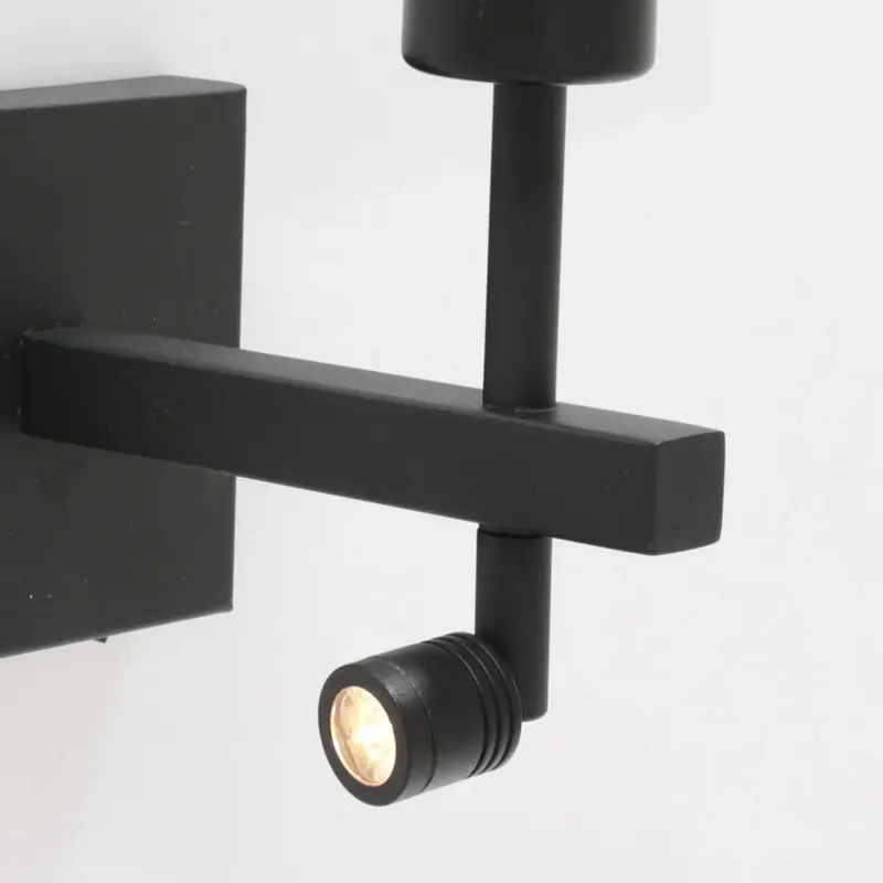 Foto 3 Wandlamp Stang 7193ZW Zwart + Kap Zwart Linnen Stang 7193ZW