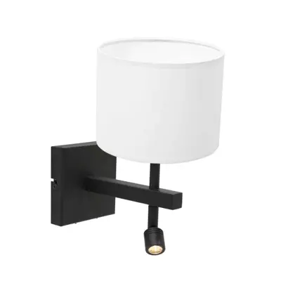 Foto van Wandlamp Stang 8202ZW Zwart + Kap Wit Chintz Stang 8202ZW