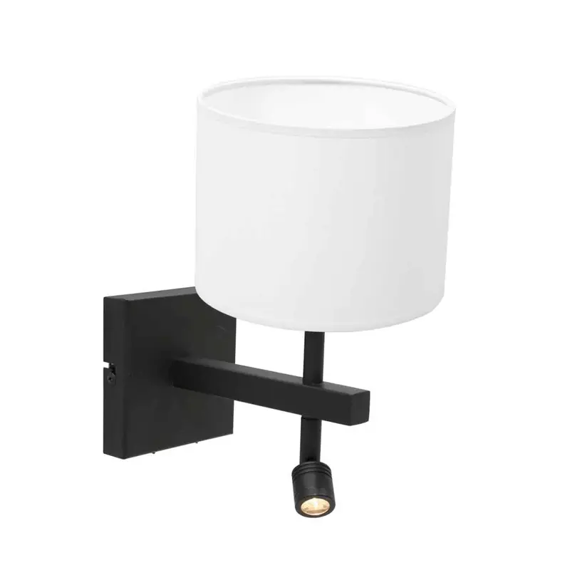 Foto 1 Wandlamp Stang 8202ZW Zwart + Kap Wit Chintz Stang 8202ZW