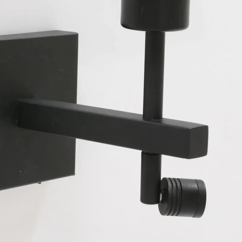 Foto 8 Wandlamp Stang 8206ZW Zwart + Kap Velours Zilver Stang 8206ZW