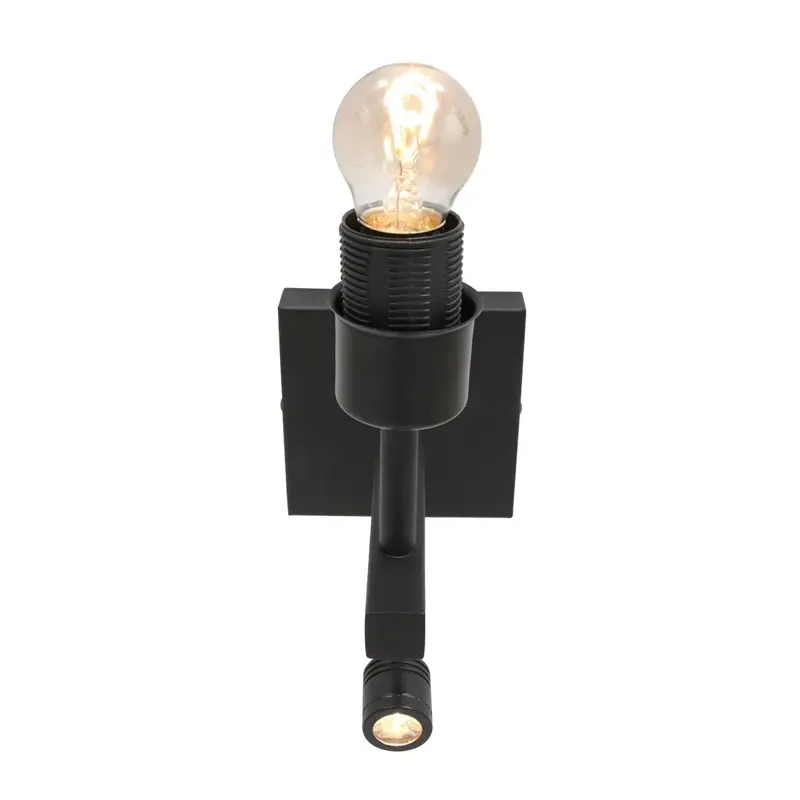 Foto 10 Wandlamp Stang 8206ZW Zwart + Kap Velours Zilver Stang 8206ZW