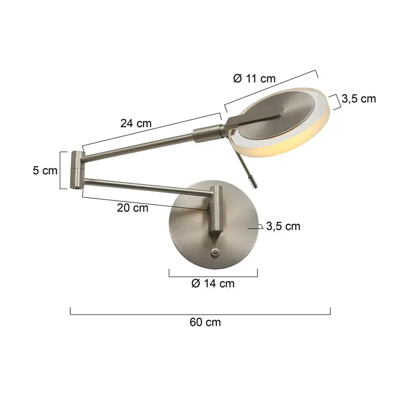 Foto 6 Wandlamp Turound 2733ST Staal Turound 2733ST